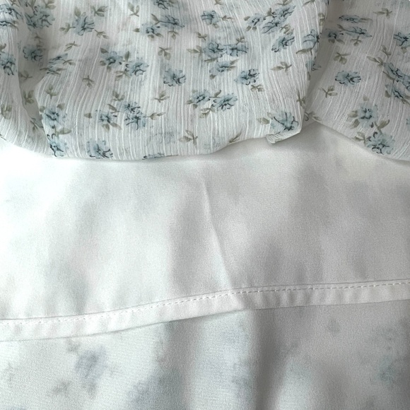 Torrid Floral Crinkled Chiffon Relaxed Cami Sz 1X Boho Babydoll‎ White Blue - Picture 11 of 12